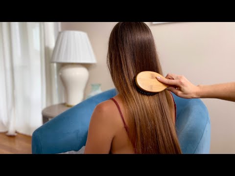 ASMR Relaxing Hair Play | Brushing, Back Scratching, Wooden Comb | No Talking (w/ and w/out music)