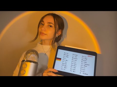 ASMR Teaching you German 🇩🇪( repeating phrases, close up)