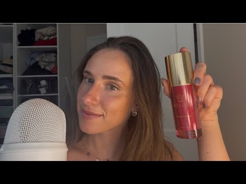 ASMR my updated skincare routine (tingly whispers + lid sounds + tongue clicking) 