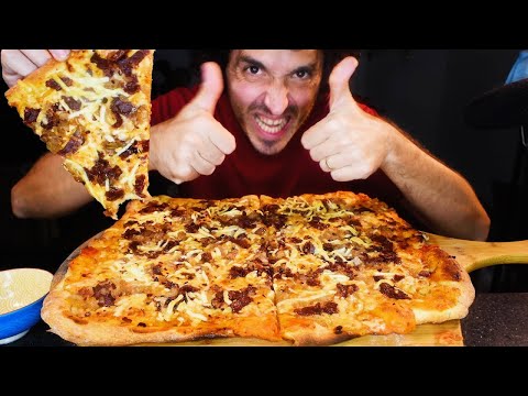 ASMR ALFREDO SAUCE Duck Bacon Cheese Pizza 먹방 * relaxing mukbang no talking * #shorts