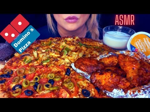 ASMR DOMINO'S PIZZA & WINGS MUKBANG 먹방 4K SUBSCRIBERS (No Talking) EATING SOUNDS