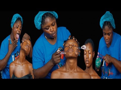 ASMR no gum ear vibration therapy,deep double hammer back massage, upper body massage 