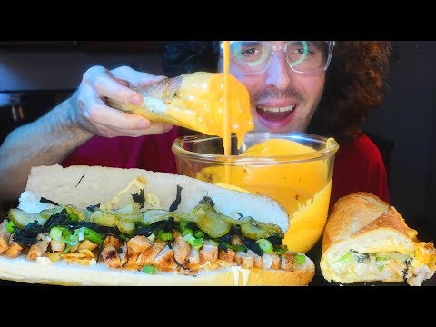 CHEESE SAUCE GIANT RAMEN PORK SANDWICH * ASMR NO TALKING * | NOMNOMSAMMIEBOY