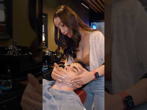 ASMR: Barber Bella's Haircut, Shave & Face Massage #shorts