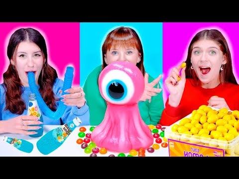 ASMR Challenge Pink Purple Blue Candy Challenge and Ice Cream | Best Compilation