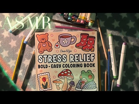 ASMR Cozy & Relaxing Color With Me | Pencil, Pen & Paper Sounds, Soft Whispers, Tapping, Scratching