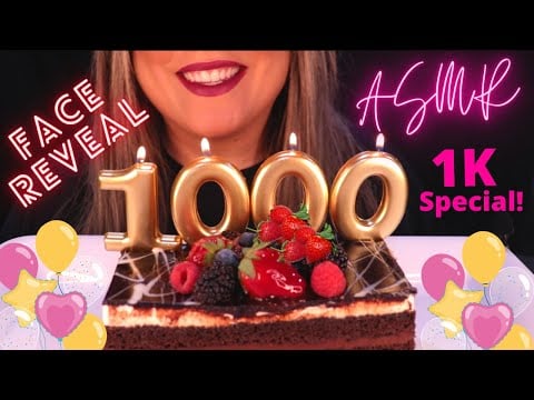 ASMR 1K SUBSCRIBERS CELEBRATION CHOCOLATE CAKE MUKBANG 먹방 | FACE REVEAL | Mandy Foods ASMR