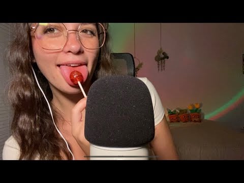 ASMR | sticky mouth sounds and lollipop licking