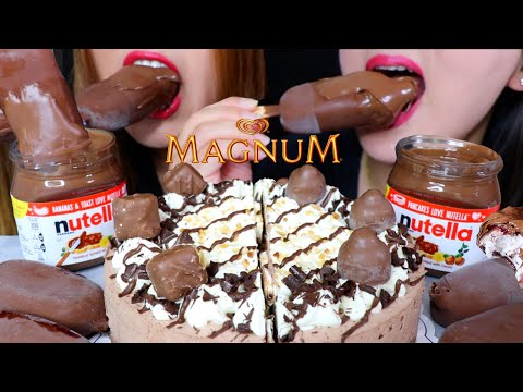 ASMR CHOCOLATE CAKE + MAGNUM ICE CREAM + NUTELLA 리얼사운드 먹방 | Kim&Liz ASMR