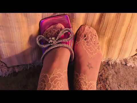 ASMR bare feet in little nylons