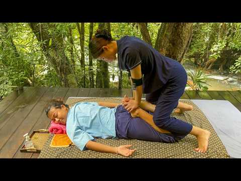 ASMR: Lao Traditional Body Massage by the River | Relaxing Nature Sounds