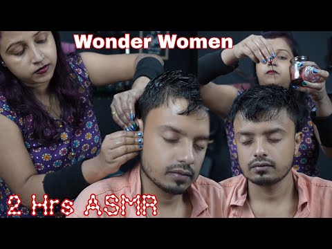 Indian Lady Barber Doing Oil Head Massage 2Hrs ASMR | Neck Cracking ASMR Oil Head Massage