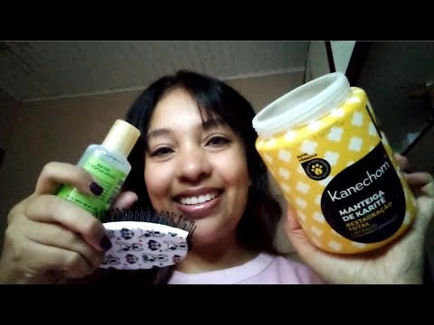 ASMR Desembaraçando seu cabelo por partes, esfregando óleo nas mãos e passando (fast and aggressive)