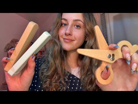 Soft Spoken Wooden Haircut ASMR ✂️ Clipping, Styling, & Hair Brushing for Sleep + Tingles