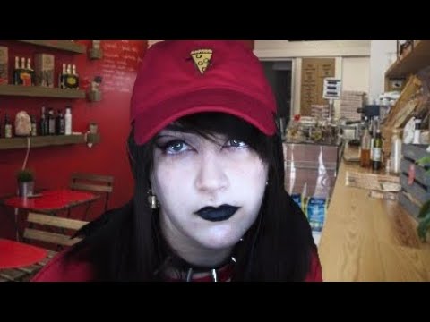 ASMR Rude Goth Girl Helps You Order Pizza Role Play [Gum chewing + Whispered]