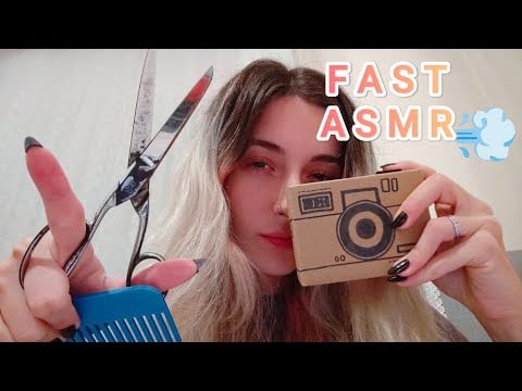 ASMR Fast Aggressive Photoshoot with Haircut 📸✂️🪮 Taking Your Pictures - Scissors & Cardboard #asmr