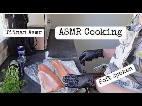 ASMR Cooking • Making Tzatziki & Oven Salmon |  Soft Spoken with accent