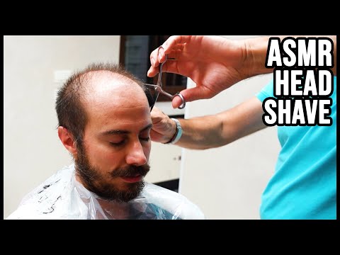 ASMR HEAD SHAVE 💈 SCISSORS AND RAZOR 💈 ITALIAN BARBER