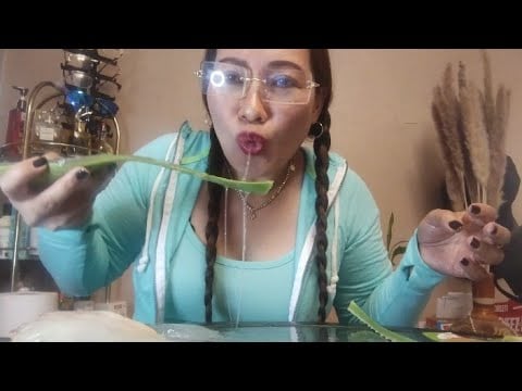 EATING ALOE VERA CHALLENGE #eatingchallenge #asmr #subscribe #mukbang 