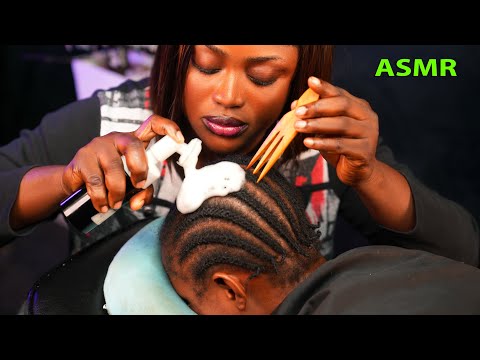 ASMR ✨SCARY STORY TIME, hand picking hair crust, scalp scratching, greasing, massage, whisper & gum