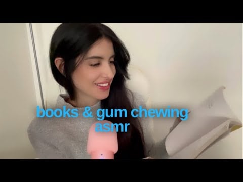 ASMR gum chewing book haul, page turning, asking/answering questions 📚💫💋