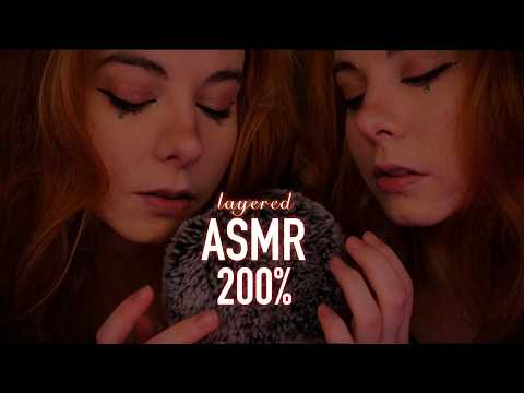 ASMR 200% layered | cozy Whispering "shh, relax, it's okay, go to sleep" - Rain & Fire Ambiance