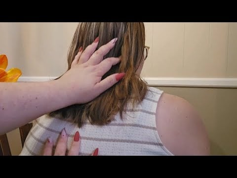 🌷 ASMR Back Scratching & Hair Play W/Chopsticks, Hair Parting + Background Water Fountain Sounds🌷