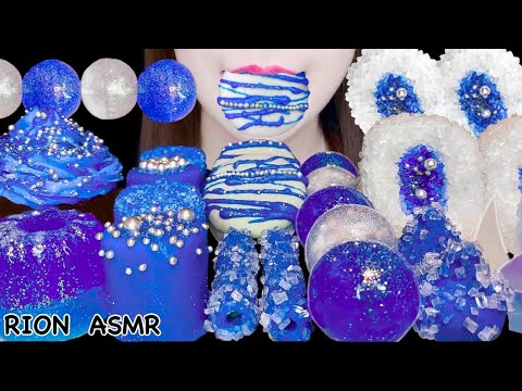 【ASMR】【咀嚼音 】BLUE DESSERTS 青いデザート MARSHMALLOW KOHAKUTO MUKBANG 먹방 食べる音 EATINGSOUNDS NOTALKING