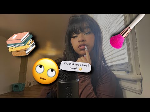 💋ASMR SASSY😒GIRL BEHIND CLASS DOES YOUR MAKEUP🧡