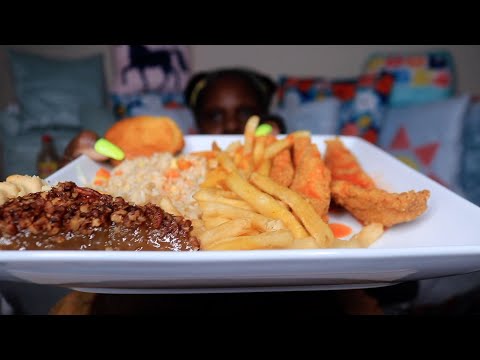 PEACAN PIE WITH FRIED FISH DINNER ASMR EATING SOUNDS