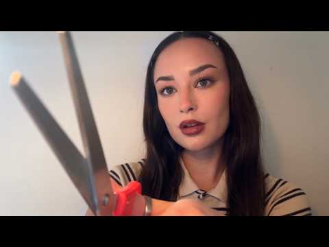 [ASMR] haircut, hair styling & makeup (fast & aggressive, lo-fi)