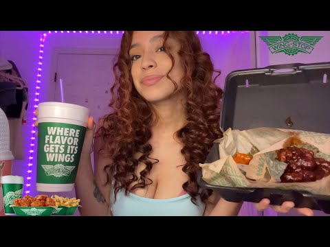 ASMR Wingstop MUKBANG🍗eating & mouth sounds⚠️