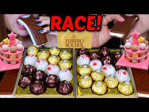 ASMR FERRERO ROCHER RACE! Korea travel VLOG (Viral ice cream cake, street food, 7 eleven and more)