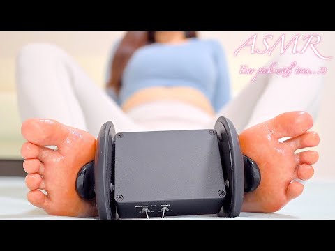 【 ASMR/黒3dio】眠気を誘う.....❤︎オイル×素足で優しくマッサージ🧴💕 【脚フェチ/耳ズボ/足裏/睡眠導入/Foot oil massage/Ear pick with toes】