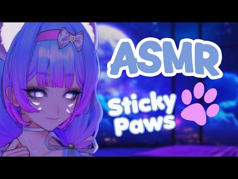 [ASMR] Cyber Cat Sticky Ear Cleaning 🐾Sticky Pad, Measuring Tape, Deep Scratches