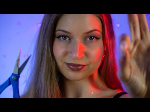 ASMR Stress Relief {Soft Spoken} Plucking, Snipping, Face Touching, Combing, Rain