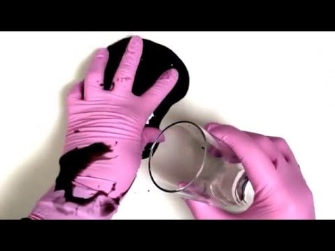 LATEX GLOVES in PINK  with  BLACK❤ SLIME, Squishing,Water-y Sounds [[ASMR]]