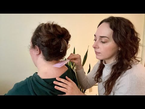 ASMR Gentle Back of Neck Micro Attention ✨Soft Spoken, Combing, Hair Pulling [Real Person ASMR]