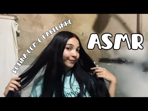 ASMR ROTINA COM O CABELO 💇🏻‍♀️💖 | Lavando e fazendo Chapinha 🫧✨