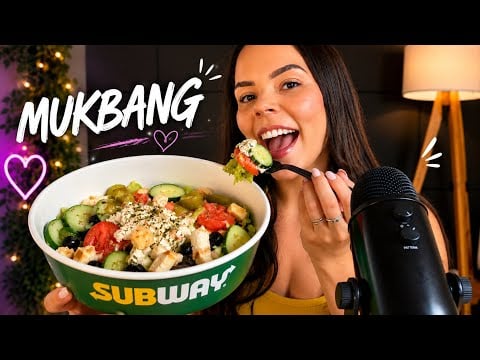 ASMR MUKBANG 🥗✨ COMENDO UMA SALADA ENORME DO SUBWAY!