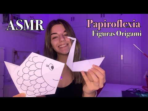 ASMR / Haciendo FIGURAS de ORIGAMI & PAPIROFLEXIA (sonidos papel, tijeras..) 📃✂️