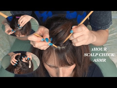ASMR SCALP CHECK AND DANDRUFF INSPECTION with sticks and tweezers - to talking