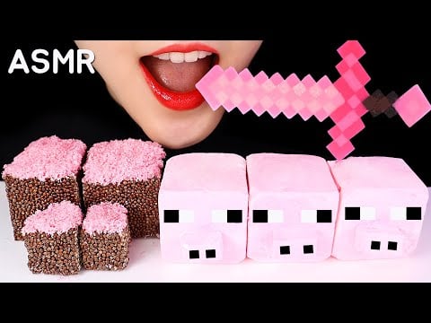 MINECRAFT FOOD ASMR MINECRAFT PINK PIG, DIRT, SWORD CHOCOLATE ASMR