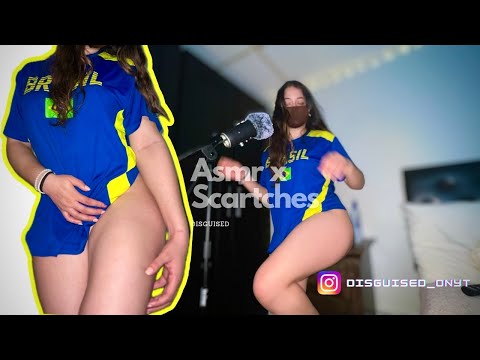 ASMR❤️‍🔥Skin and Fabric Scratch but with a BRASIL jersey!  [Longer version]
