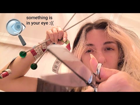 ASMR There is Something in Your Eye 👁️- No Talking - Real Camera Touching - Scissor Measuring #asmr