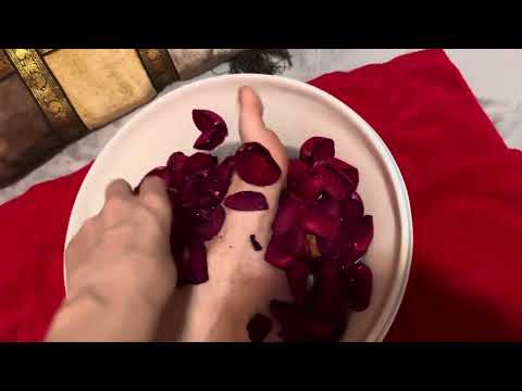 ASMR bare feet soaking in roses