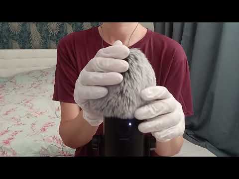 ASMR Pure Tingles:  White Gloves &  Fluffy Mic (No Talking)
