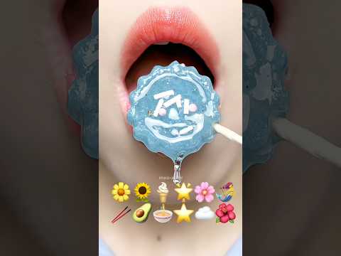 Asmr Satisfying Eating Blue Emoji Food 🌟🌷☁️ #asmr #mukbang #emojichallenges #satisfying #eating