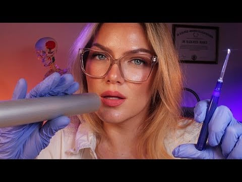ASMR Eyes Closed Ear Exam | Up Close Ear to Ear Whispers, Binaural Audio, Ear Tapping & Cupping