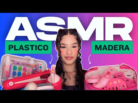 Asmr español 😴 Te maquillo y te peino (Madera VS Plastico)